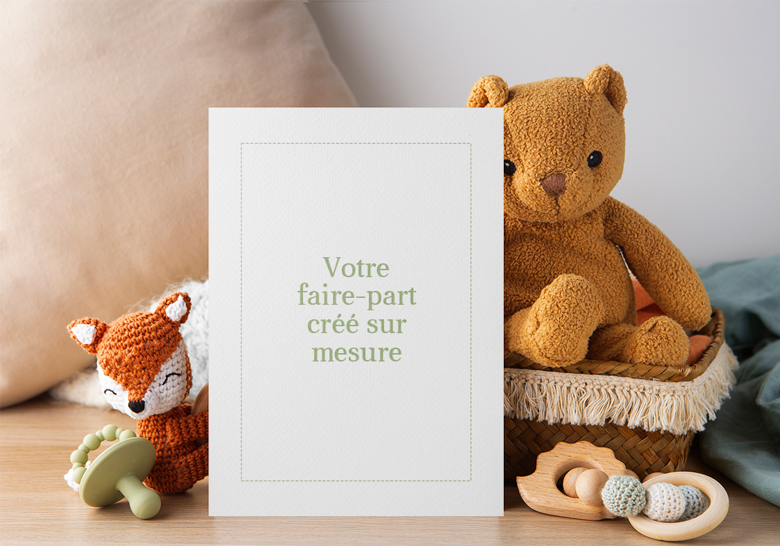 Visuel d'un faire-part sur mesure de naissance